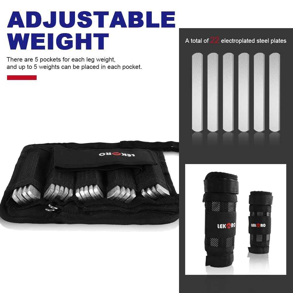 LEKO Adjustable Ankle Weights Leg Wrist Weights Removable Leg Weights for Men Women - Image 3