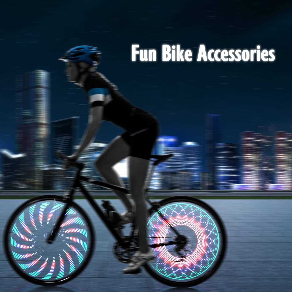 TGJOR Bike Wheel Lights, LED Waterproof Bicycle Spoke Tire Light with 32 LED and 32pcs Changes Patterns Bicycle Rim Lights for Mountain Bike Road - Image 3