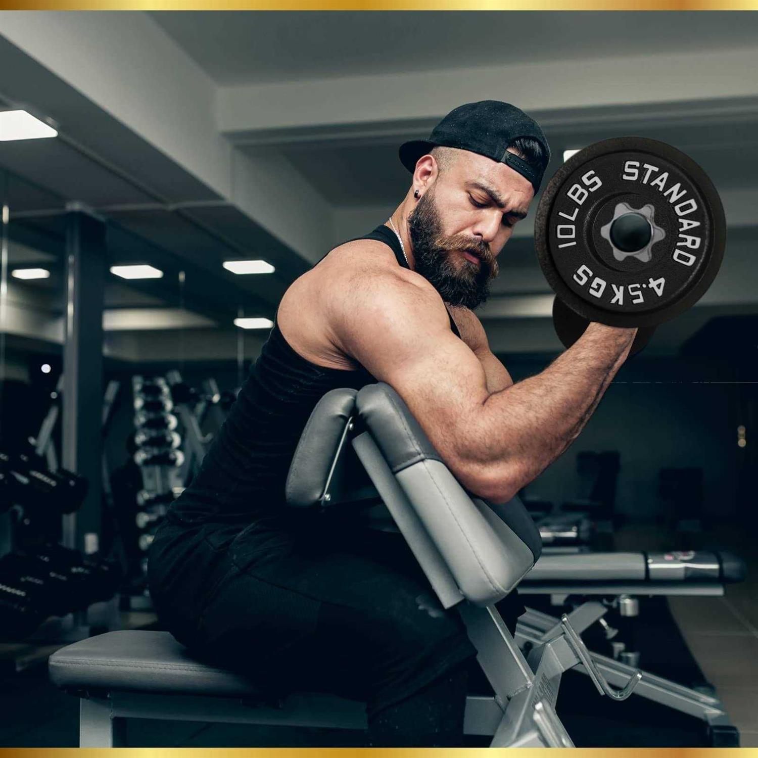 Iron Crush Cast Iron Olympic Weight Plates Free Weights With 2-inch Hole & Anti-Rust Hammertone Finish - Image 4