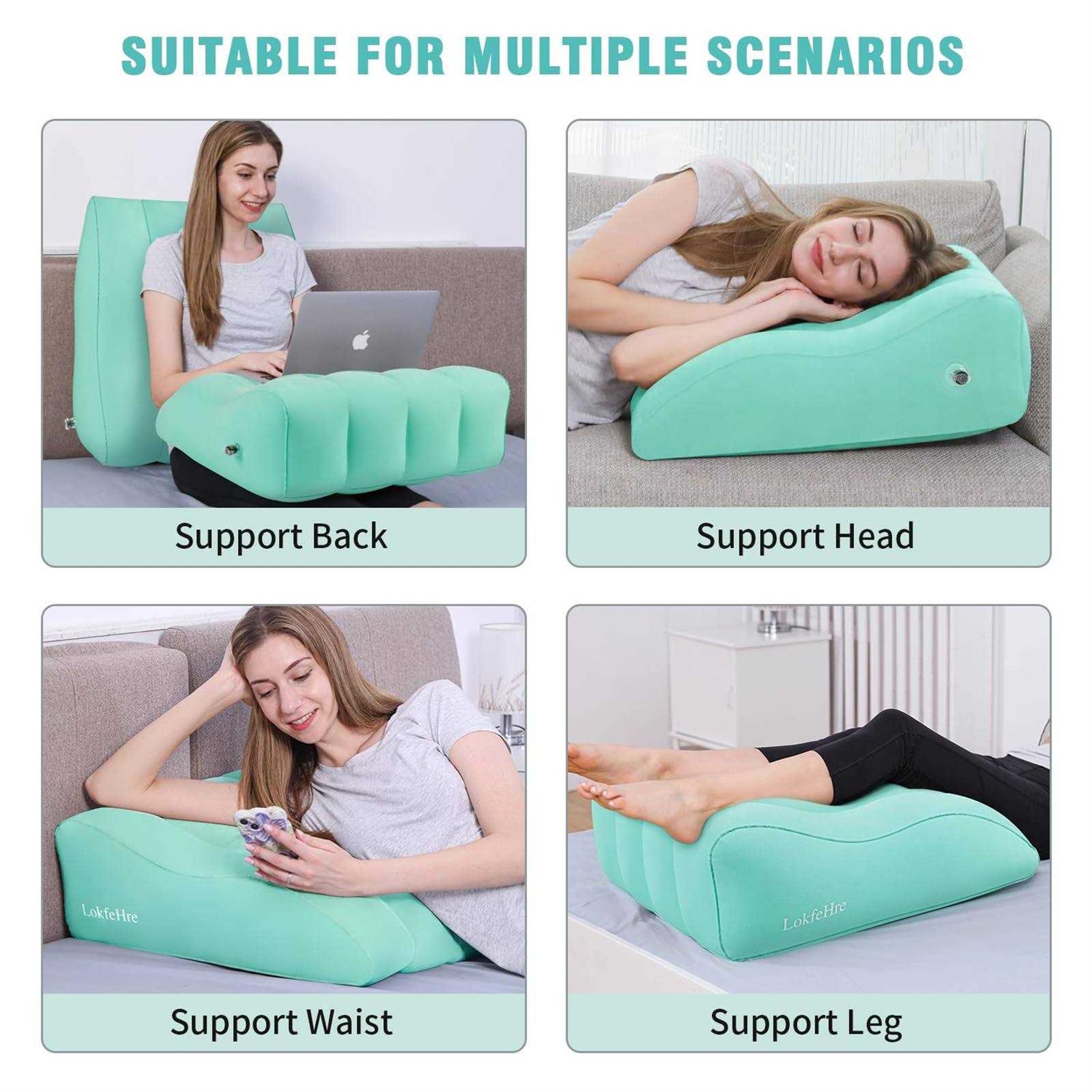 LOKFEHRE Wedge Pillow for Sleeping Inflatable Leg Elevation Pillow for Swelling,Circulation,Leg & Back Pain Relief,Leg Support Polyvinyl Chloride - Image 4