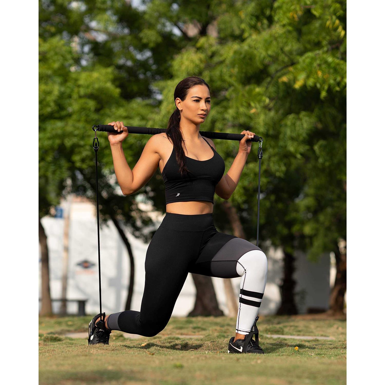 Breaking Limits Pilates Bar Set Length-Adjustable Exercise Bar with 6 Resistance Bands - Image 5