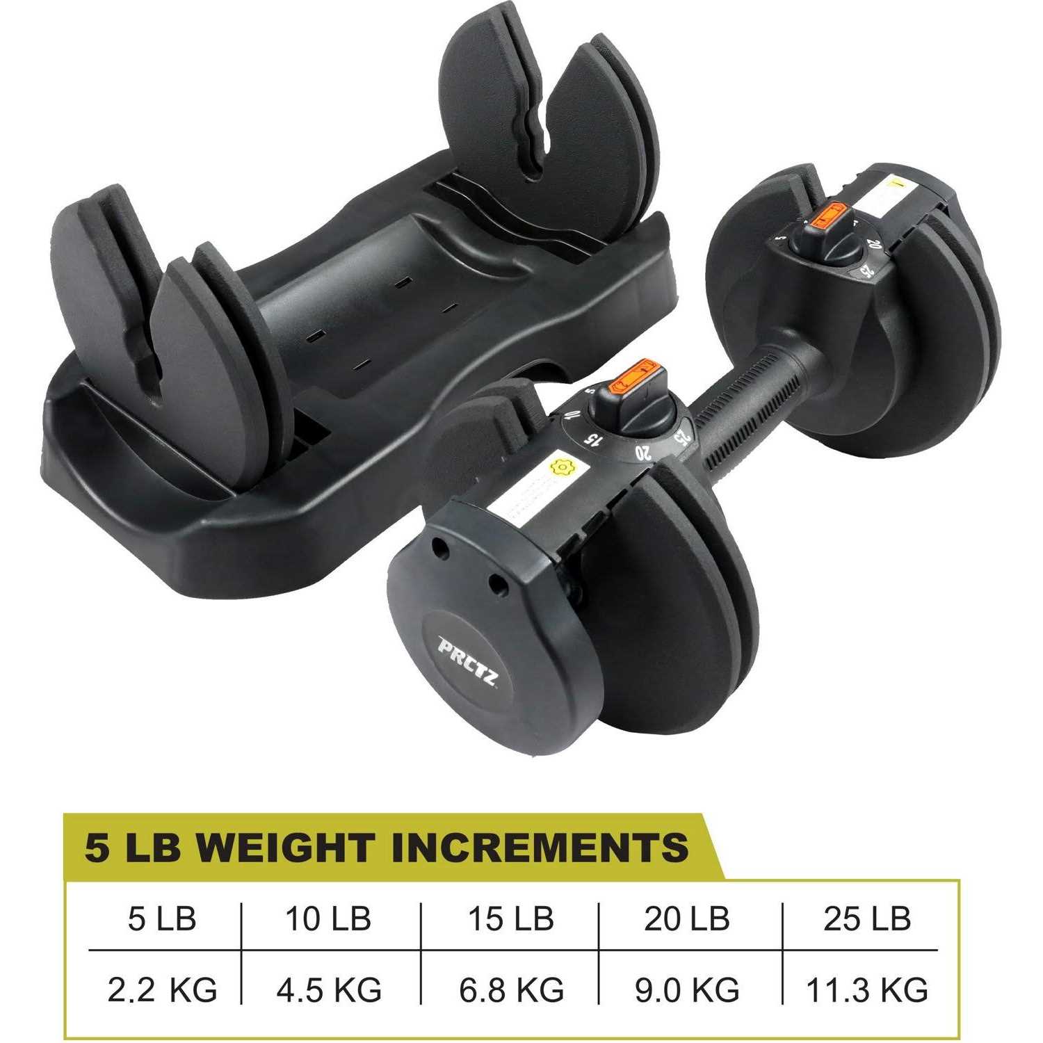 PRCTZ 5-25lb Quick Select Adjustable Dumbbell Pair with Stand - Image 5