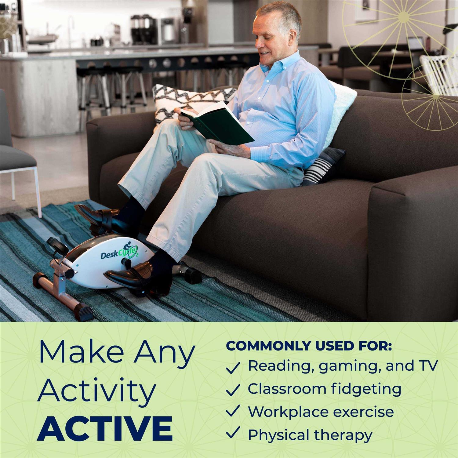 DeskCycle 2 Under Desk Bike Pedal Exerciser with Adjustable Leg - Image 4