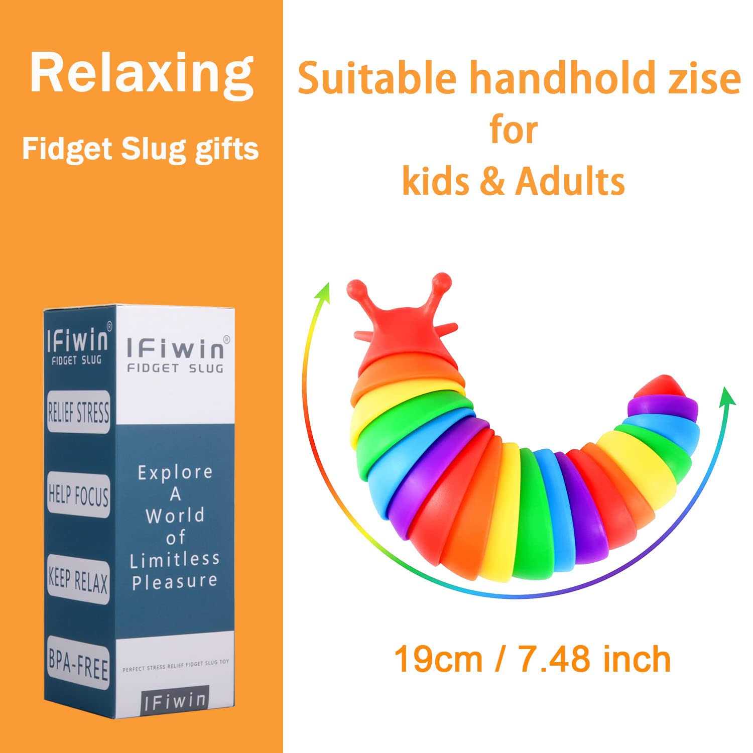 IFiwin Fidget Slug Sensory Slug Fidget Toys for Autistic Kids Adults - Image 3