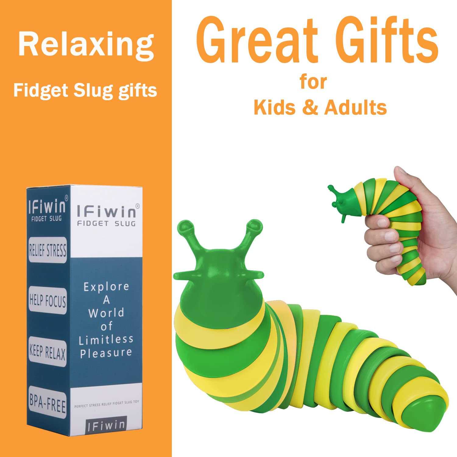 IFiwin Fidget Slug Sensory Slug Fidget Toys for Autistic Kids Adults - Image 3