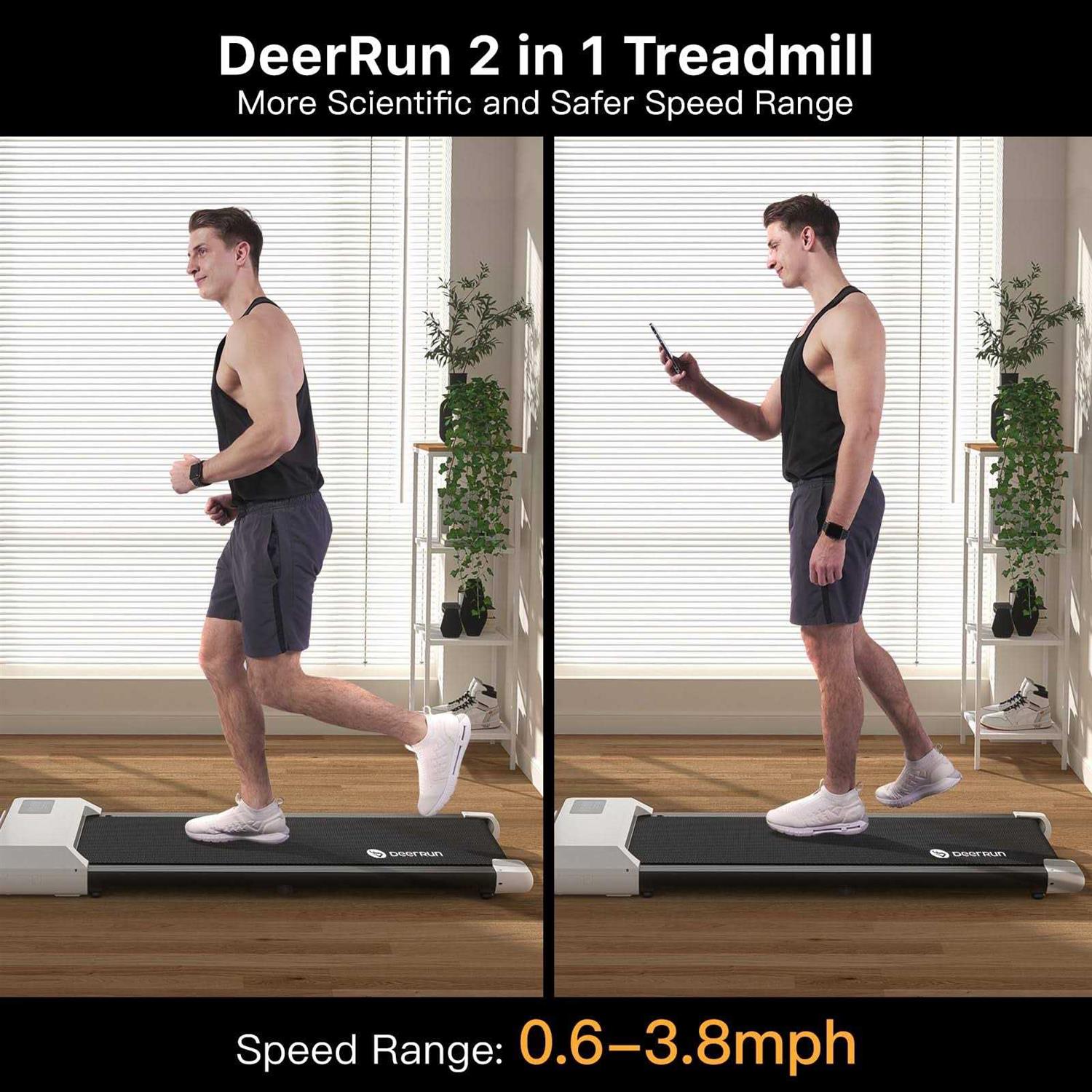 Deerrun Walking Pad Treadmill Under Desk 2 in 1 Walking Pad Portable Treadmill with 265lbs Capacity - Image 4