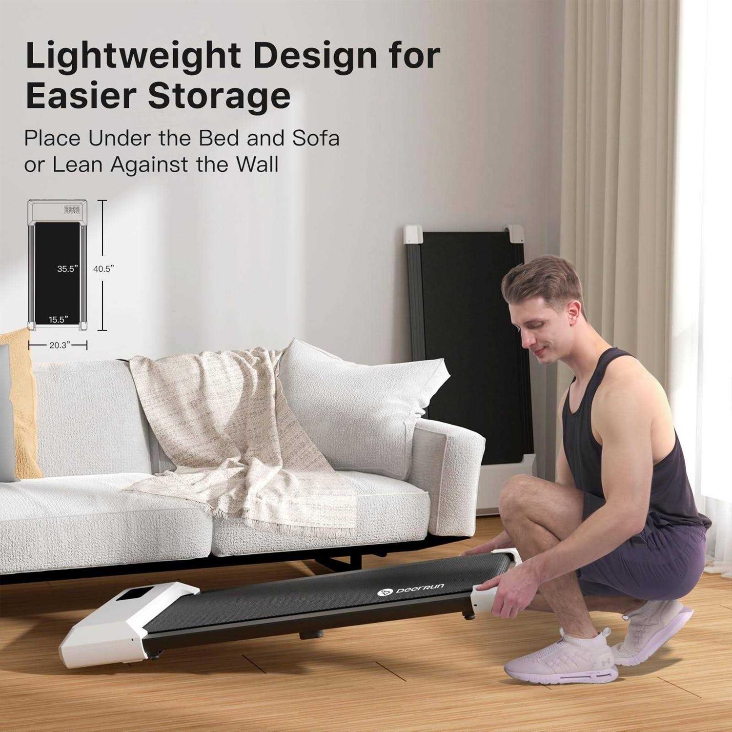 Deerrun Walking Pad Treadmill Under Desk 2 in 1 Walking Pad Portable Treadmill with 265lbs Capacity - Image 5