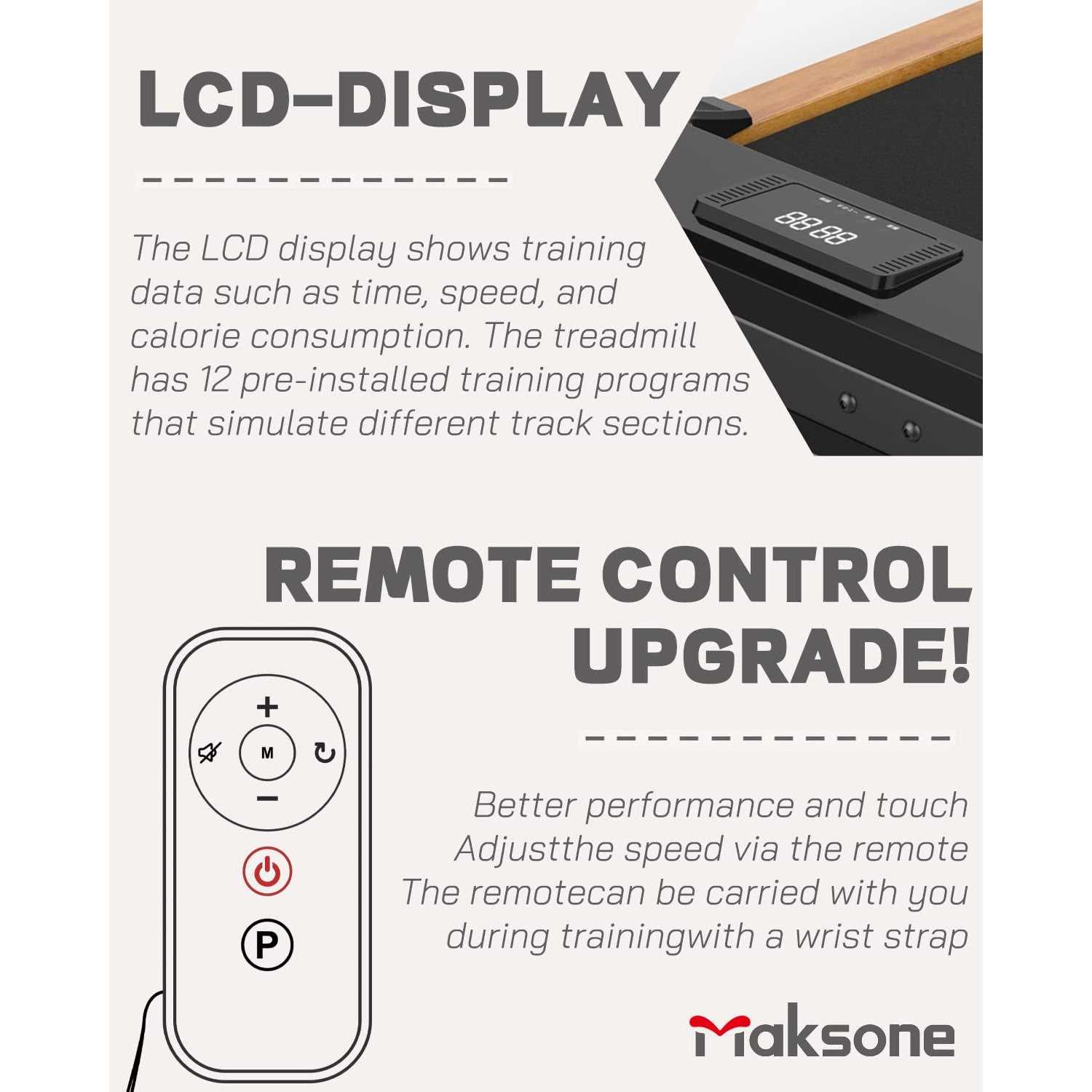 Maksone Under Desk Treadmill Wood Electric Treadmill with Remote Control - Image 5