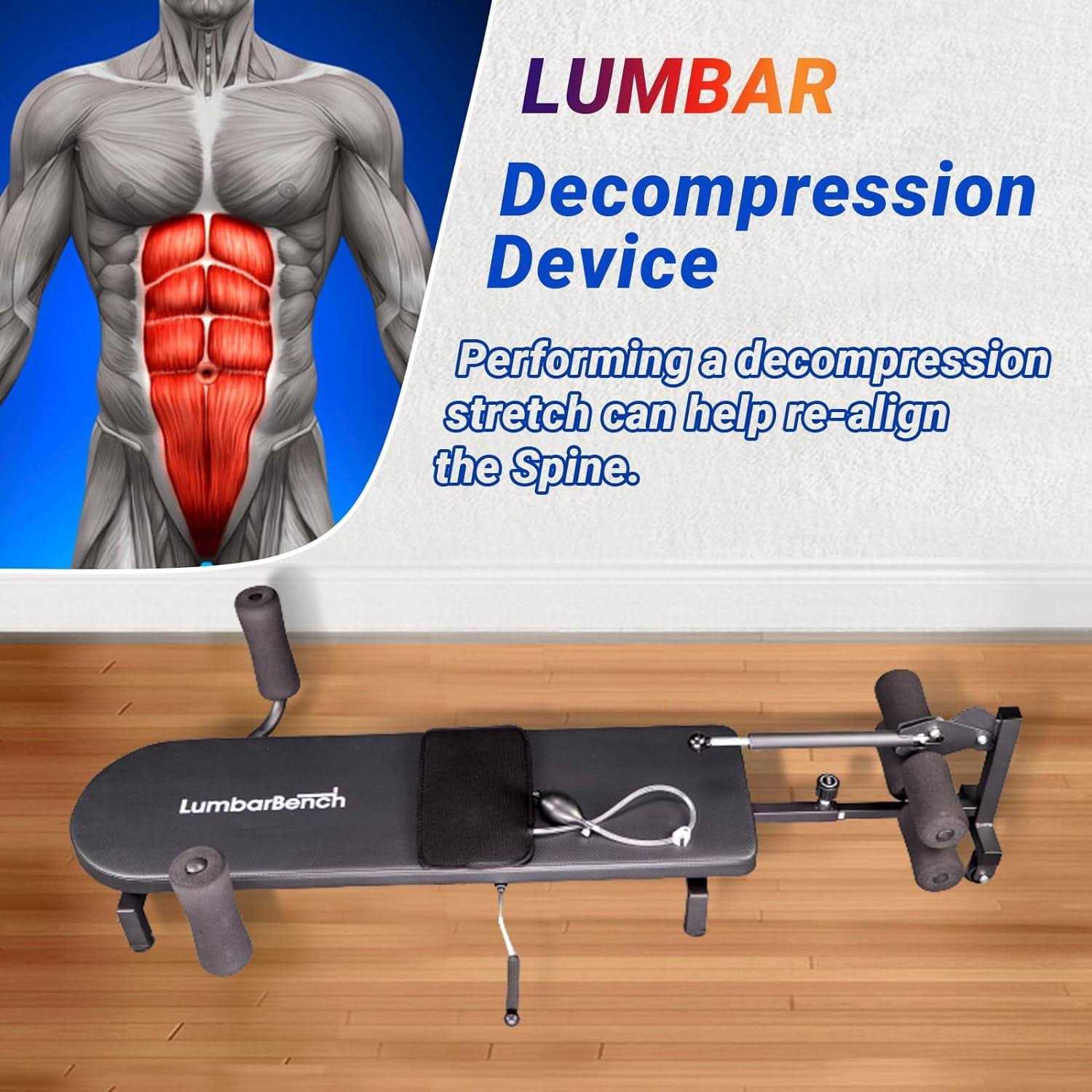 PMT Medical Lumbar Decompression Table By Lumbar Bench Horizontal Inversion Table for Lower Back Pain Relief - Image 3