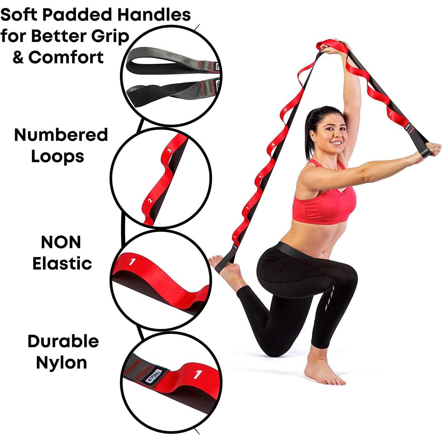 CTRL Sports Stretching Strap with Loops Non Elastic Stretch Band for Physical Therapy - Image 3