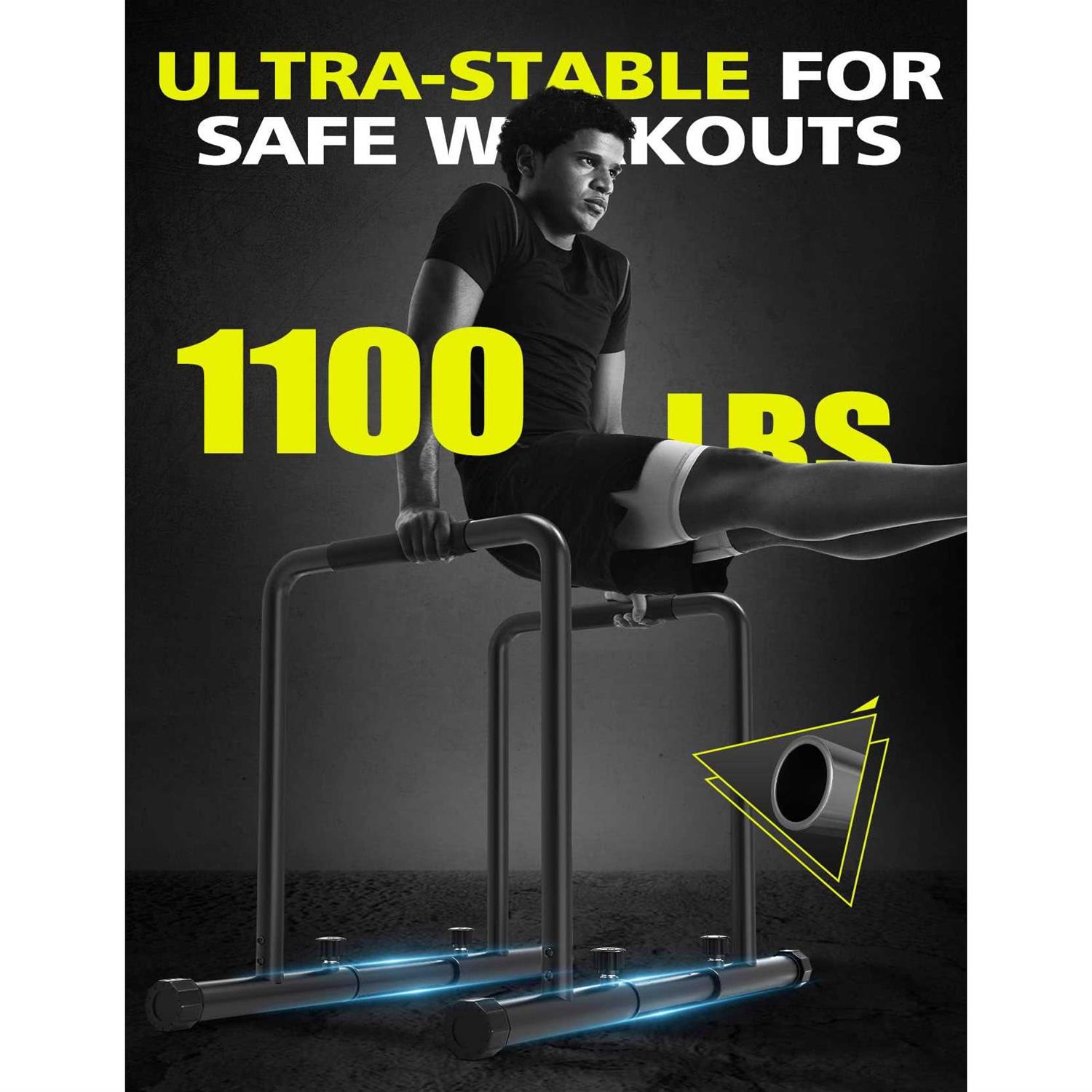 Dripex 1100lbs Adjustable Dip Bar Heavy Duty Steel Dip Station Home Dip Stand with Two Safety Connectors - Image 5