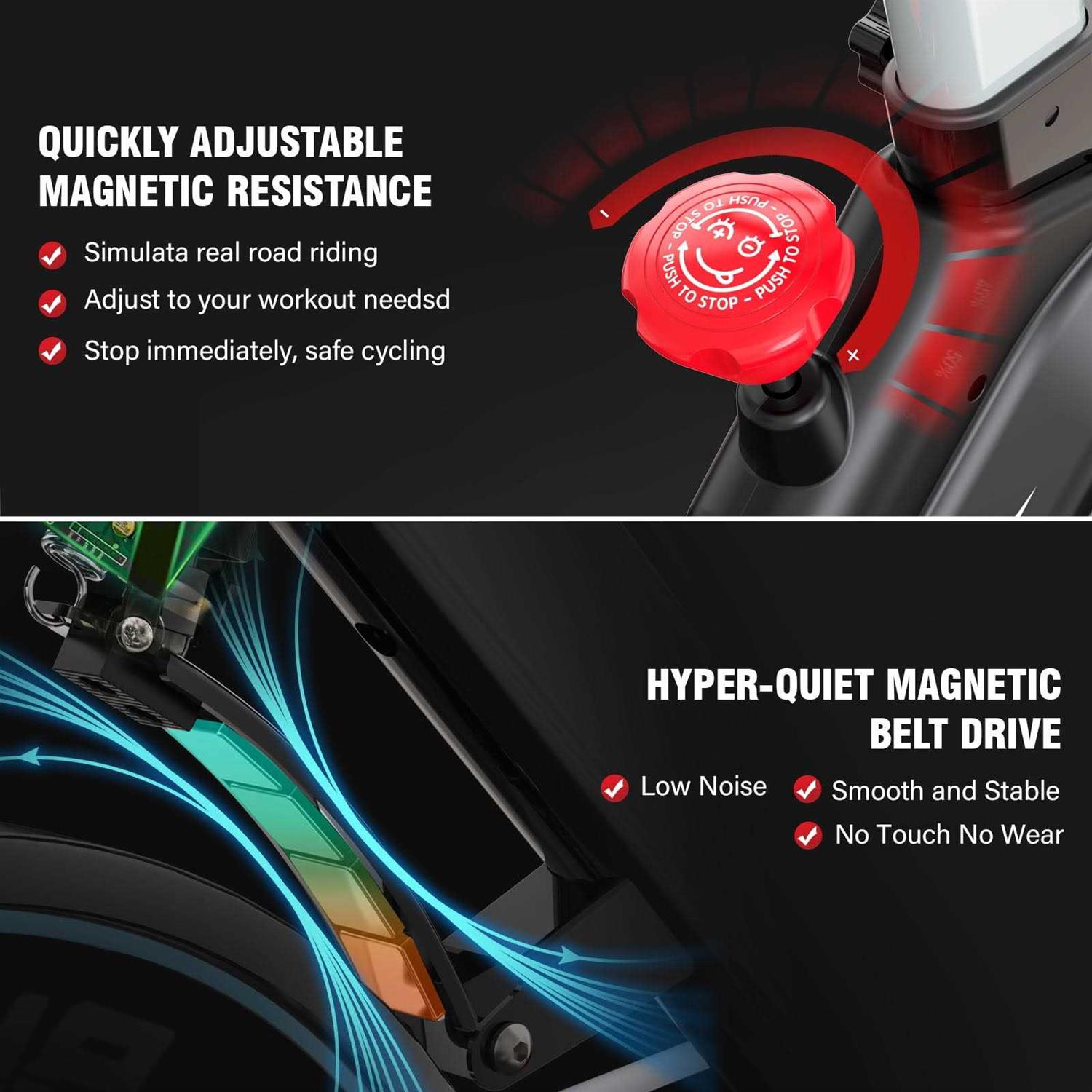 Pooboo Indoor Cycling Bike Exercise Bike Bluetooth Stationary Bike Heavy-duty Flywheel with Silent Magnetic Resistance 100 Levels for Home Gym - Image 4