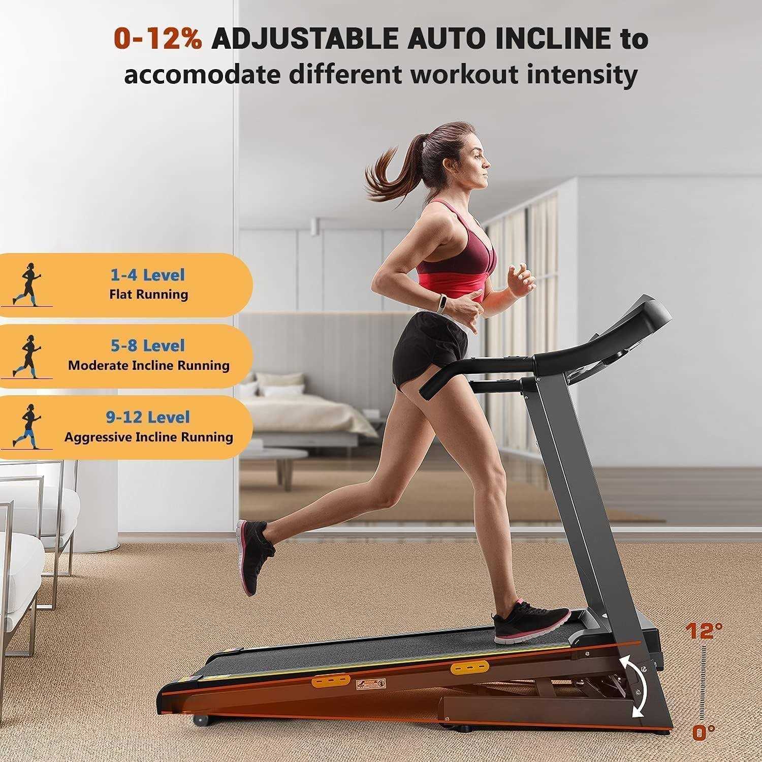 Treadmill with Auto Incline Foldable Treadmill 17'' Electric Treadmills 2.5HP/8.5MPH with 15 Training Programs 0-15% Auto Incline Large LCD Display - Image 5