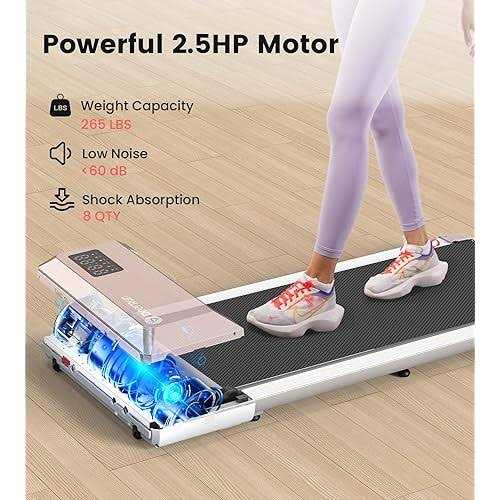 DeerRun Walking Pad 2 in 1 Under Desk Treadmill 2.5HP Low Noise Walking Pad Running Jogging Machine with Remote Control for Home Office - Image 4