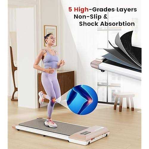 DeerRun Walking Pad 2 in 1 Under Desk Treadmill 2.5HP Low Noise Walking Pad Running Jogging Machine with Remote Control for Home Office - Image 5