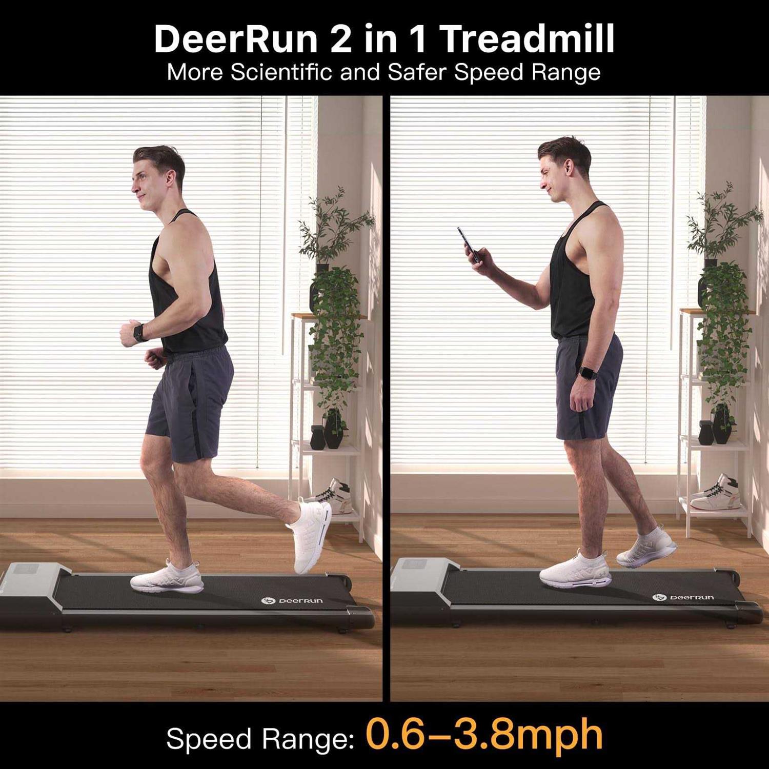 Deerrun Walking Pad 2 in 1 Treadmills for Home with Remote Control - Image 3