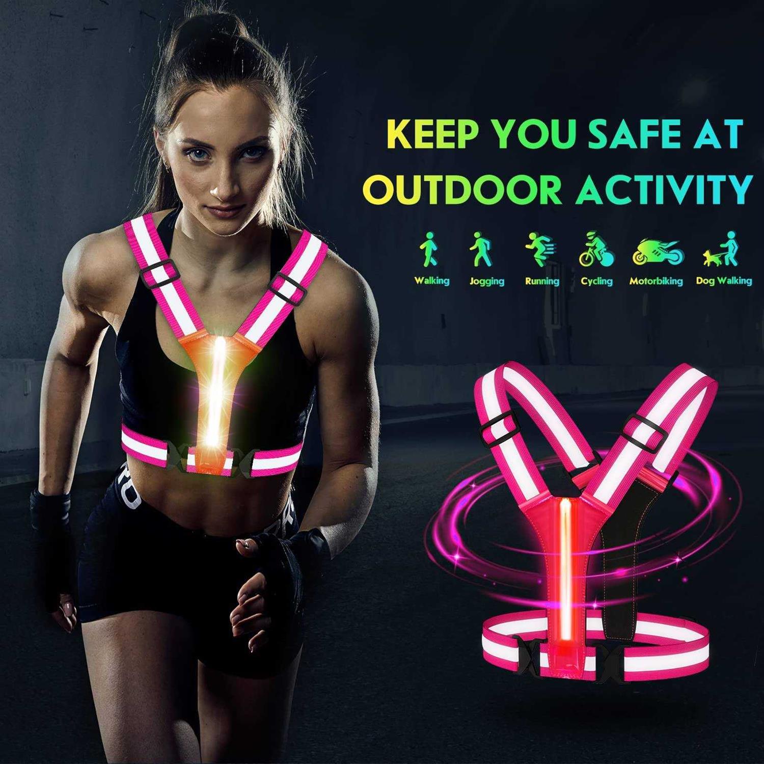 Simket Led Light Up Running Vest Reflective Vest for Walking at Night - Image 4