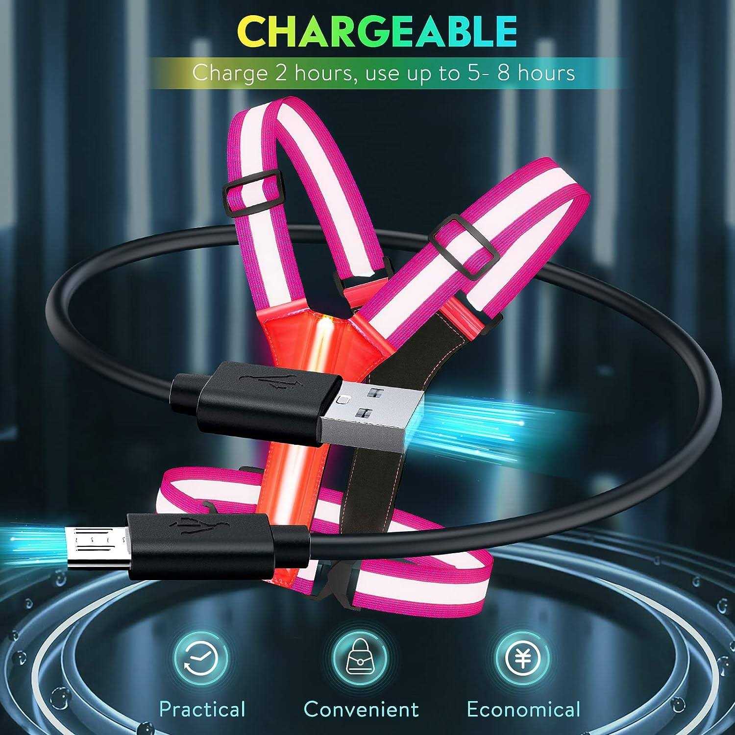 Simket Led Light Up Running Vest Reflective Vest for Walking at Night - Image 5