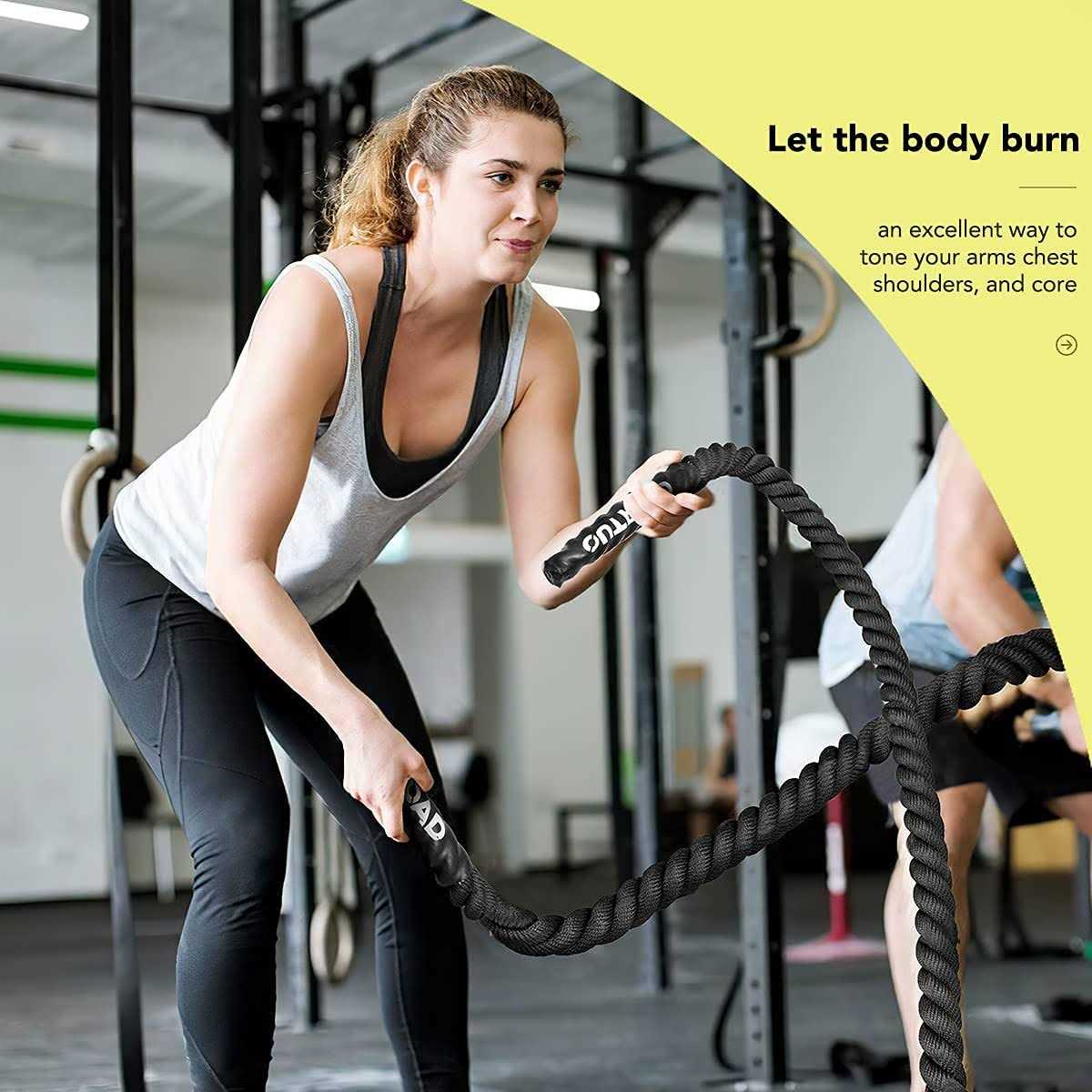 Max4out Battle Ropes 1.5 inch 30 ft Polyester Workout Rope Heavy for Home Body Workouts Building Muscle - Image 5