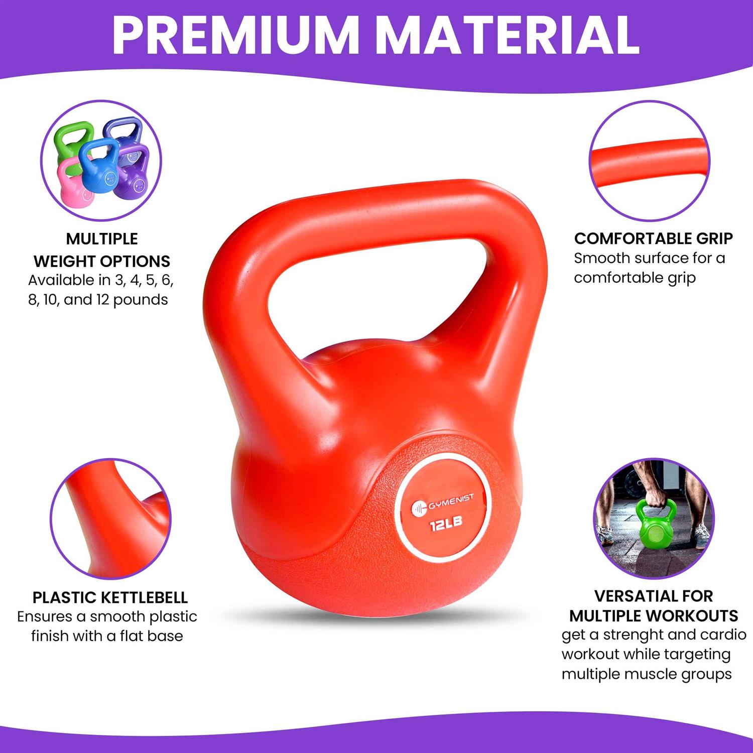 Gymenist Exercise Kettlebell Fitness Workout Body Equipment Choose Your Weight - Image 3