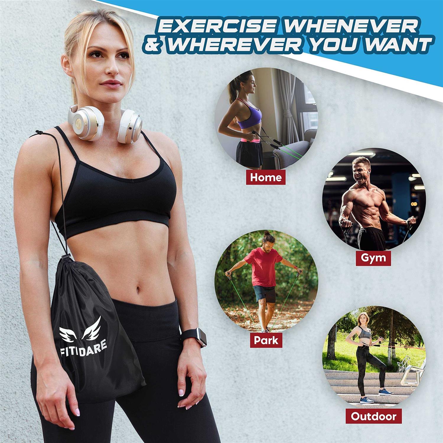 FITI DARE Portable Pilates Bar Kit with Adjustable Resistance Band - Image 3