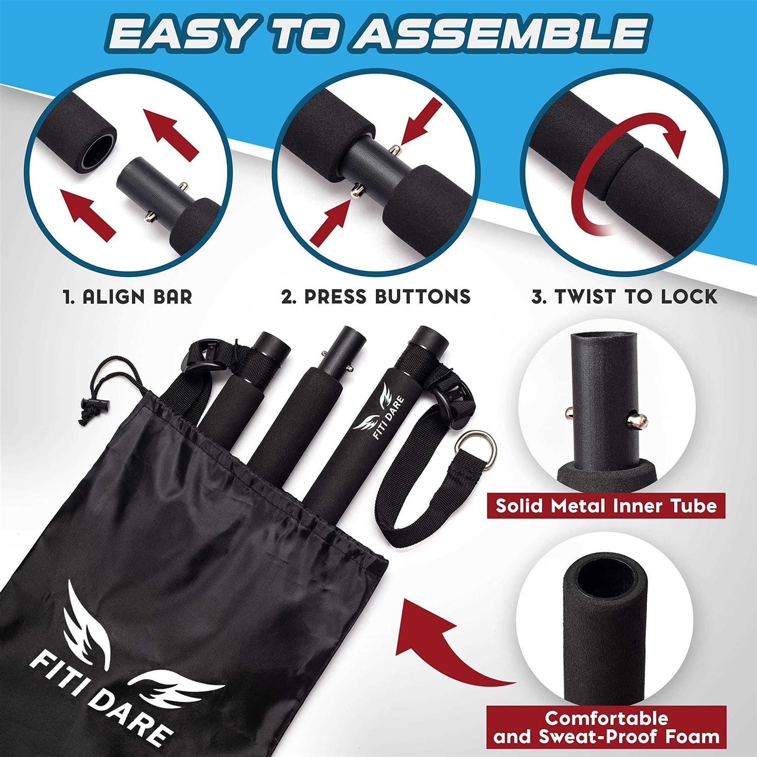 FITI DARE Portable Pilates Bar Kit with Adjustable Resistance Band - Image 4