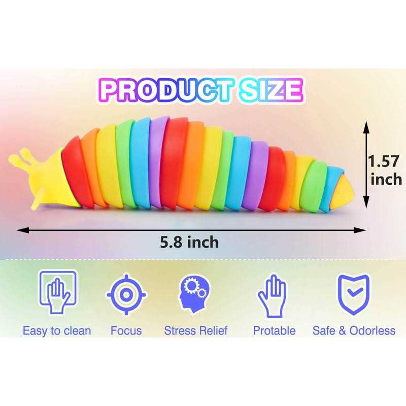 Kabvry Fidget Toys Slug ,Sensory Slug Toy Fidget Pack for Adults and Kids ,6Pcs Autism Sensory Toys,Toddler Toys,Office Toy,Exercise Wrist & Stress - Image 5