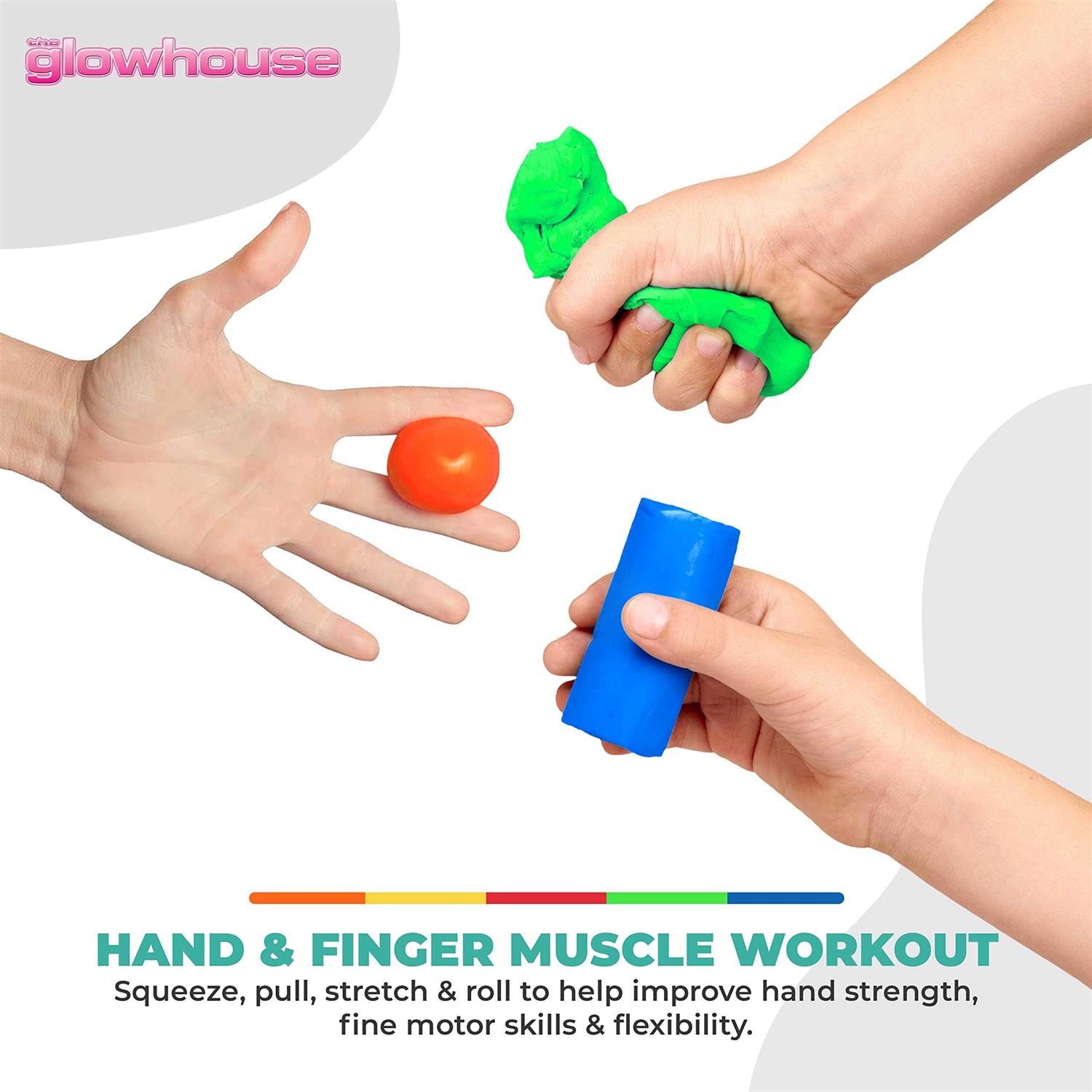 The Glowhouse Premium Set of 5 x Therapy Putty Squeezable Non-Toxic Hand Exercise Anti-Stress - Image 4