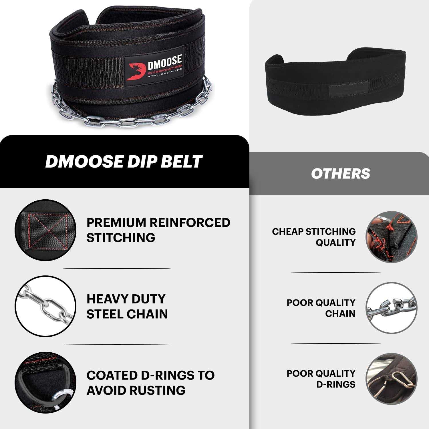 Dmoose Fitness Dip Belt with Chain for Weightlifting - Image 5