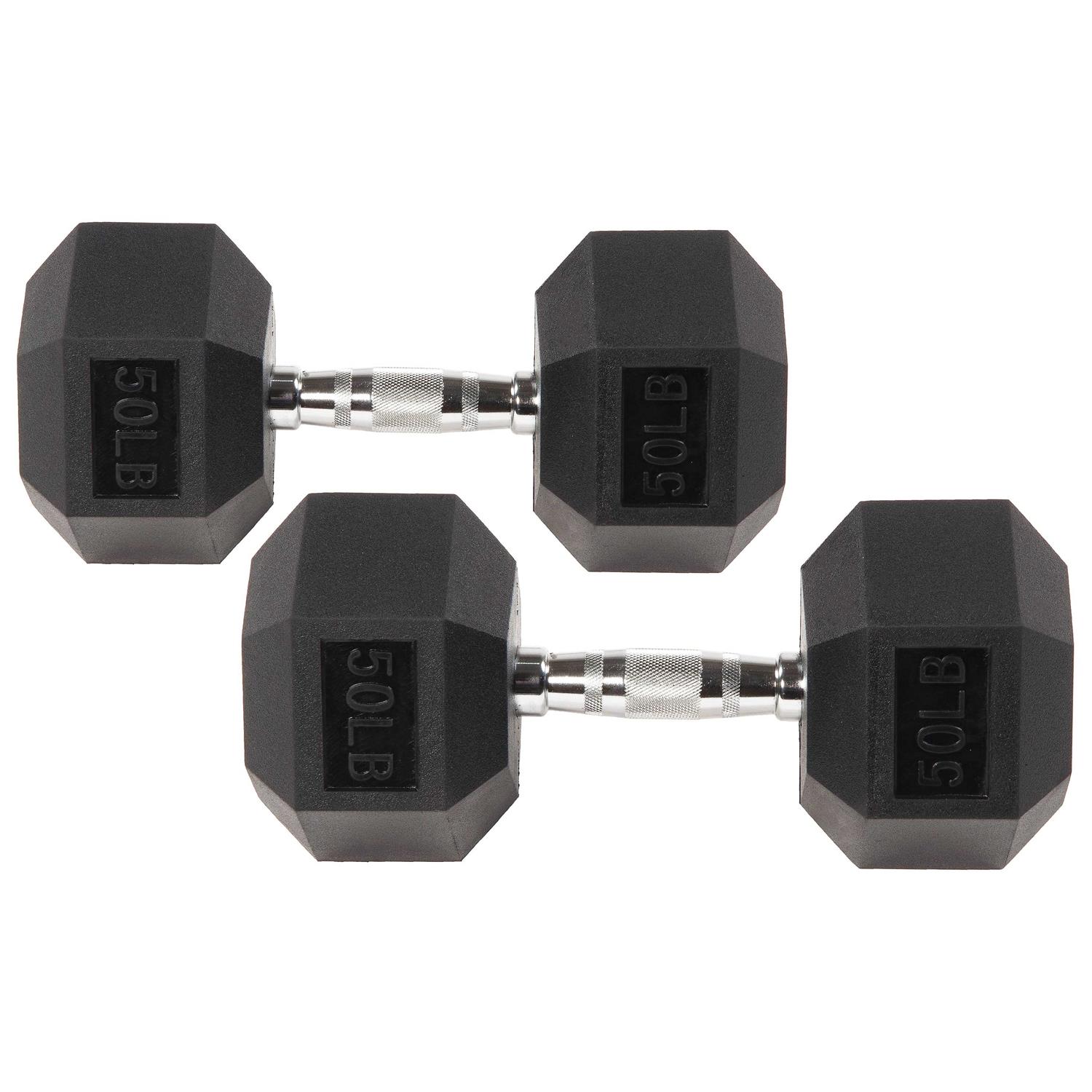 Balancefrom Rubber Encased Hex Dumbbells - Image 3