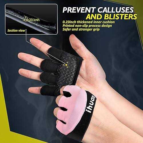 ihuan New Weight Lifting Gym Workout Gloves Men & Women Partial Glove Just for The Calluses Spots - Image 5
