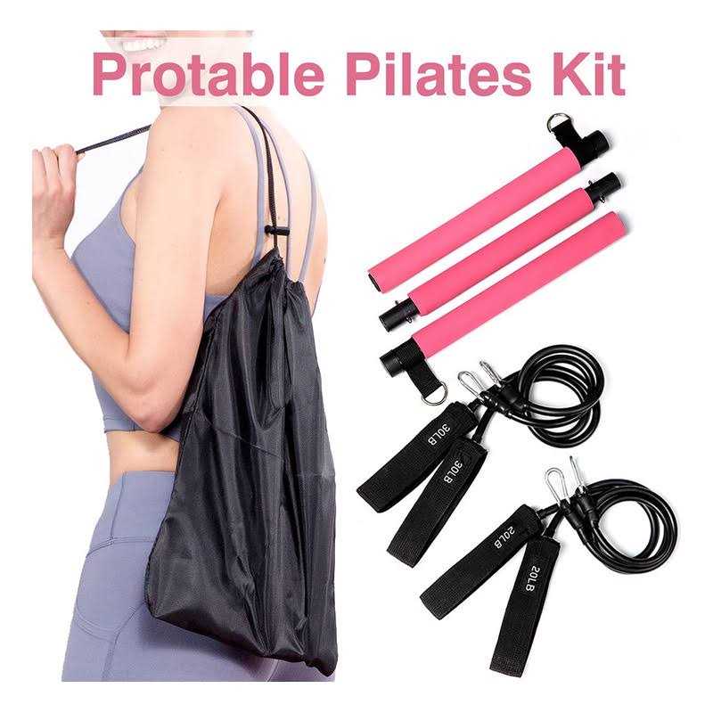 MALOOW Pilates Bar Kit with Resistance Bands Protable Home Gym Workout Equipment for Women - Image 3