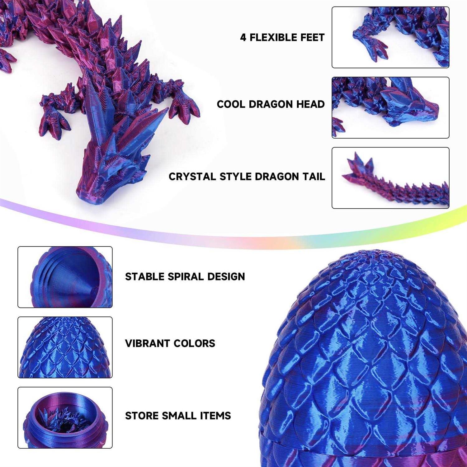 TBOLINE 3D Dragon Eggs with Dragon Inside,Crystal Dragon in Egg,Easter Egg Gifts for Kids,Articulated Dragon,Adults Fidget Toys for Autism ADHD - Image 4