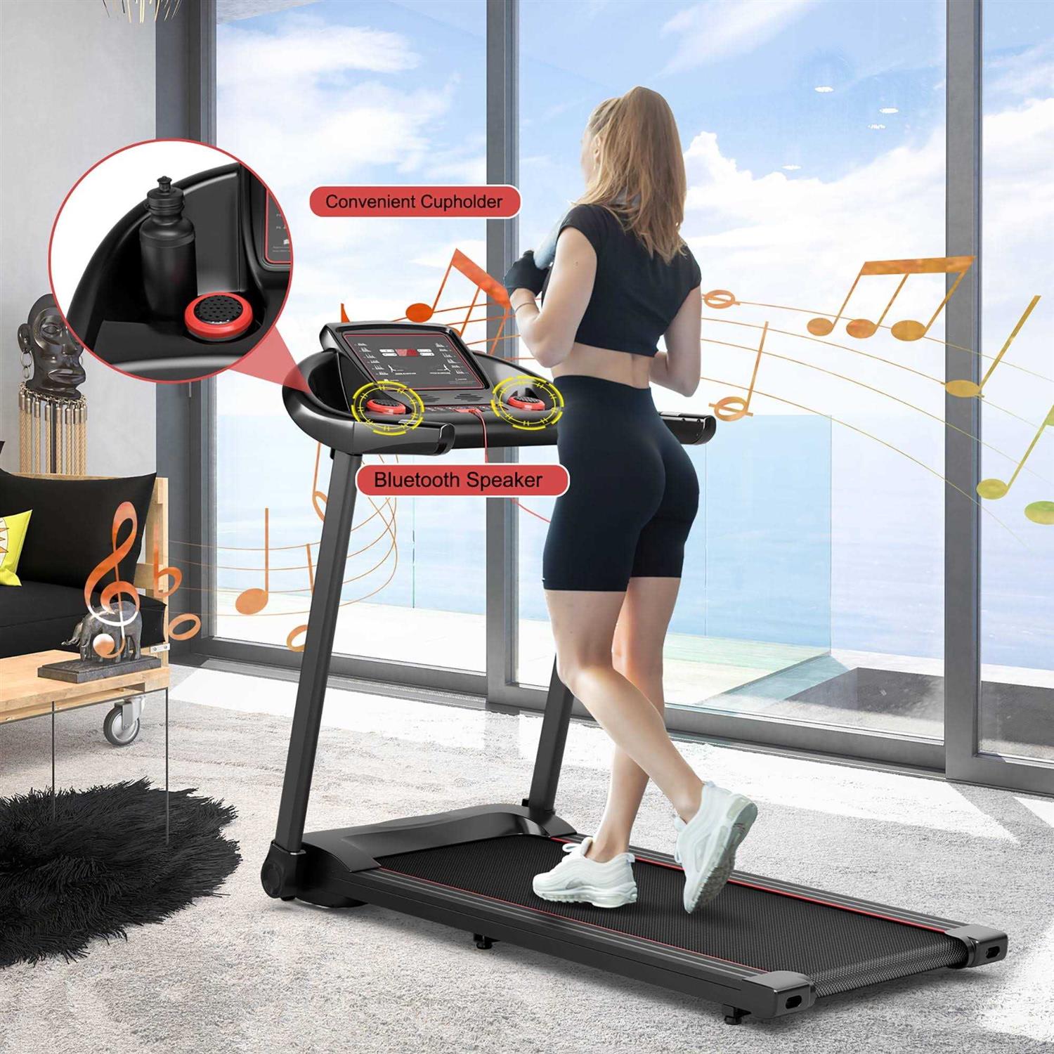Costway 2.25HP Electric Running Machine Treadmill Bluetooth Speaker - Image 5