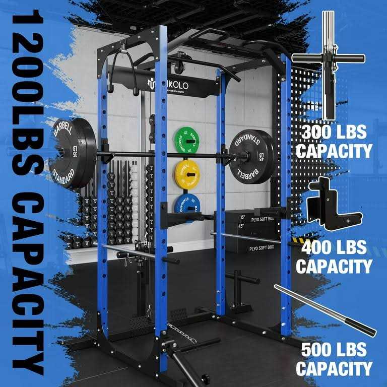 Mikolo Power Rack Cage with LAT Pulldown System,1200LBS Capacity Power Rack, Multi-Functional Squat Rack with 13-Level Adjustable Height and J-Hooks - Image 3