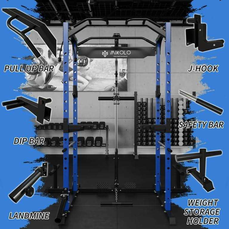 Mikolo Power Rack Cage with LAT Pulldown System,1200LBS Capacity Power Rack, Multi-Functional Squat Rack with 13-Level Adjustable Height and J-Hooks - Image 5