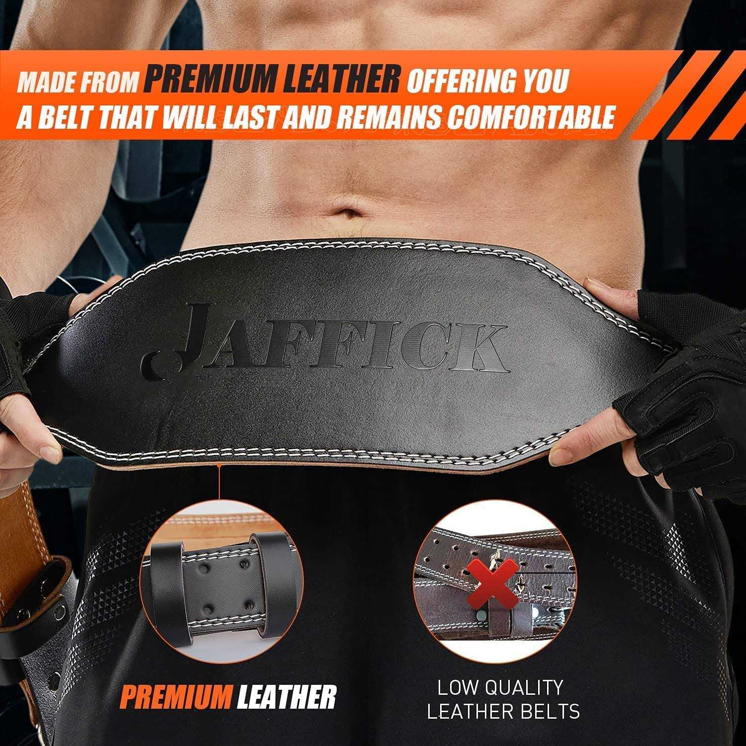Jaffick Genuine Leather Weight Lifting Belt for Men Gym Weight Belt Lumbar Back Support Powerlifting Weightlifting Heavy Duty Workout Training - Image 5