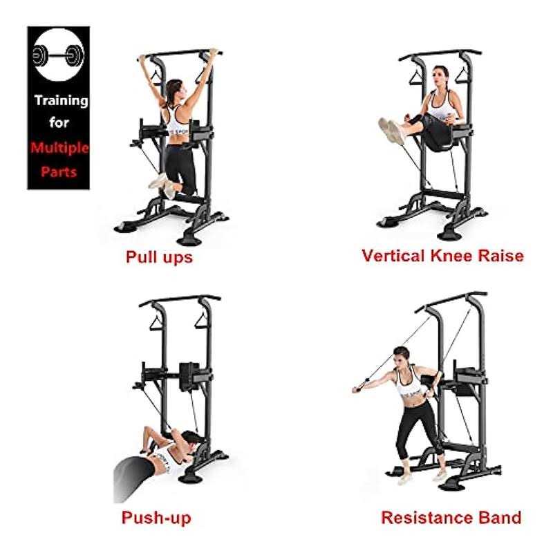 HOMEZILLIONS Power Tower Dip Station Pull Up Bar Exercise Tower Adjustable Pull Up Station for Home Gym Multi-Function Strength Training Fitness - Image 4
