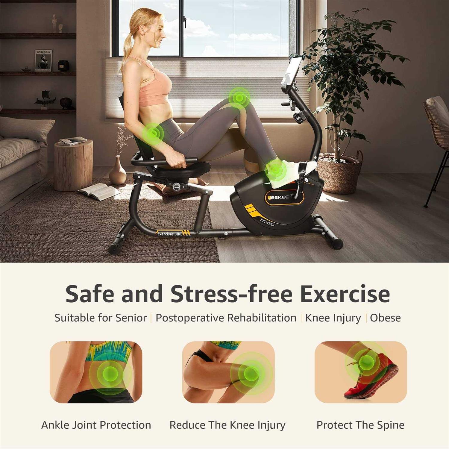 JEEKEE Recumbent Exercise Bike for Adults Seniors - Image 4