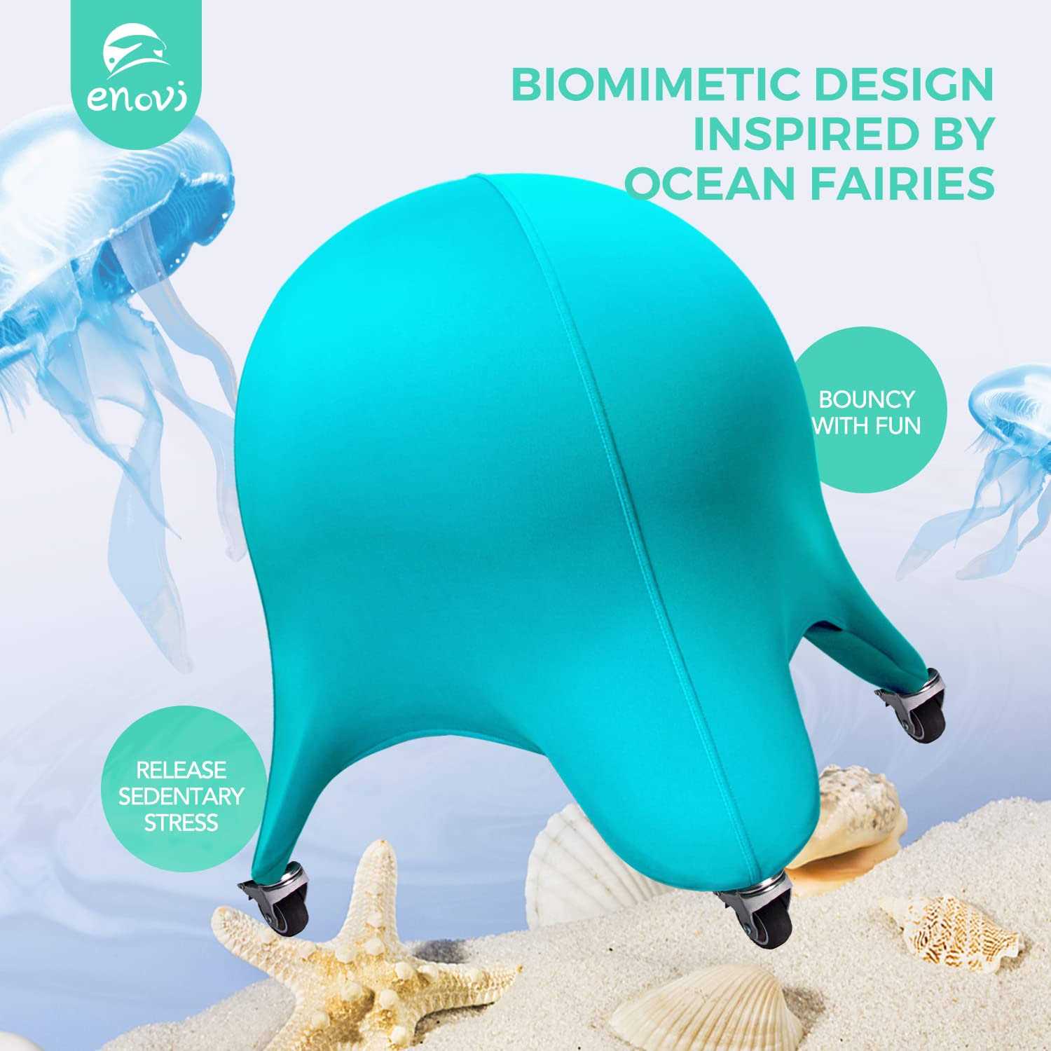 ENOVI Starfish Ball Chair Yoga Ball Chair Exercise Ball Chair Ergonomic Design for Home Office Desk - Image 5