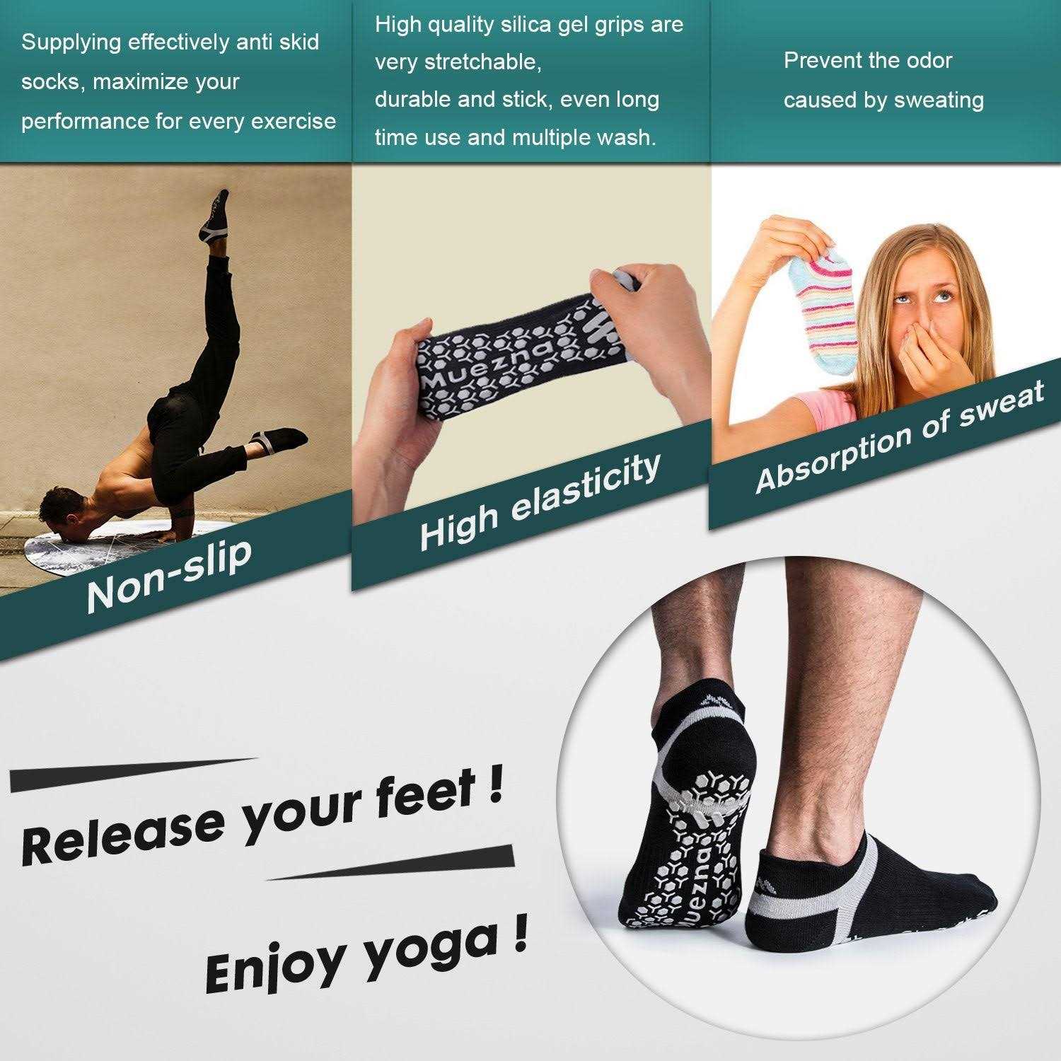 Muezna Men's Non-Slip Yoga Socks Anti-Skid Pilates - Image 5