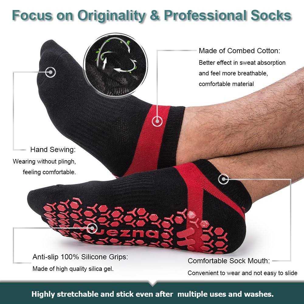 Muezna Men's Non-Slip Yoga Socks Anti-Skid Pilates - Image 5
