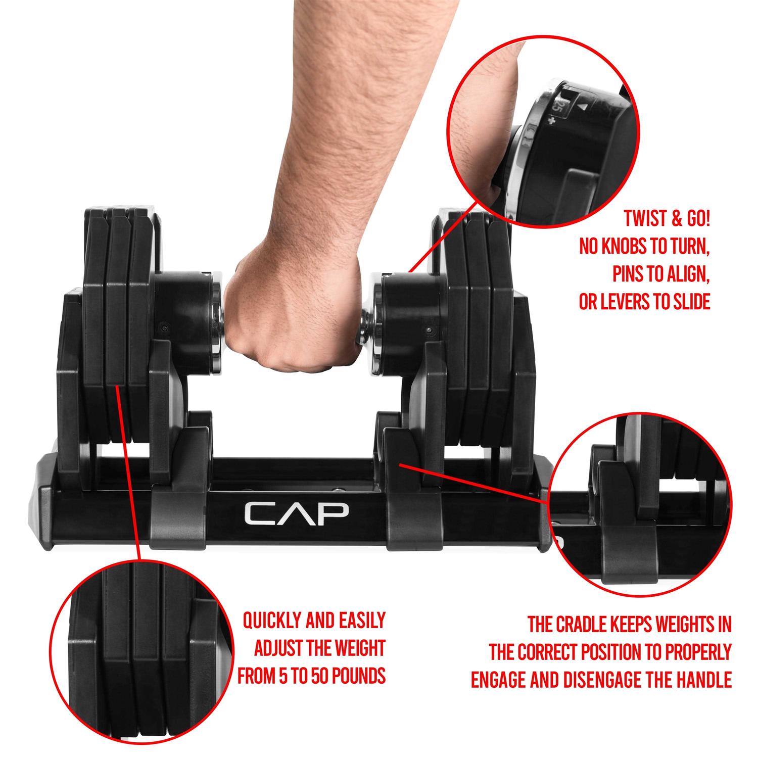 CAP 50 lb Adjustable Dumbbell - Image 3