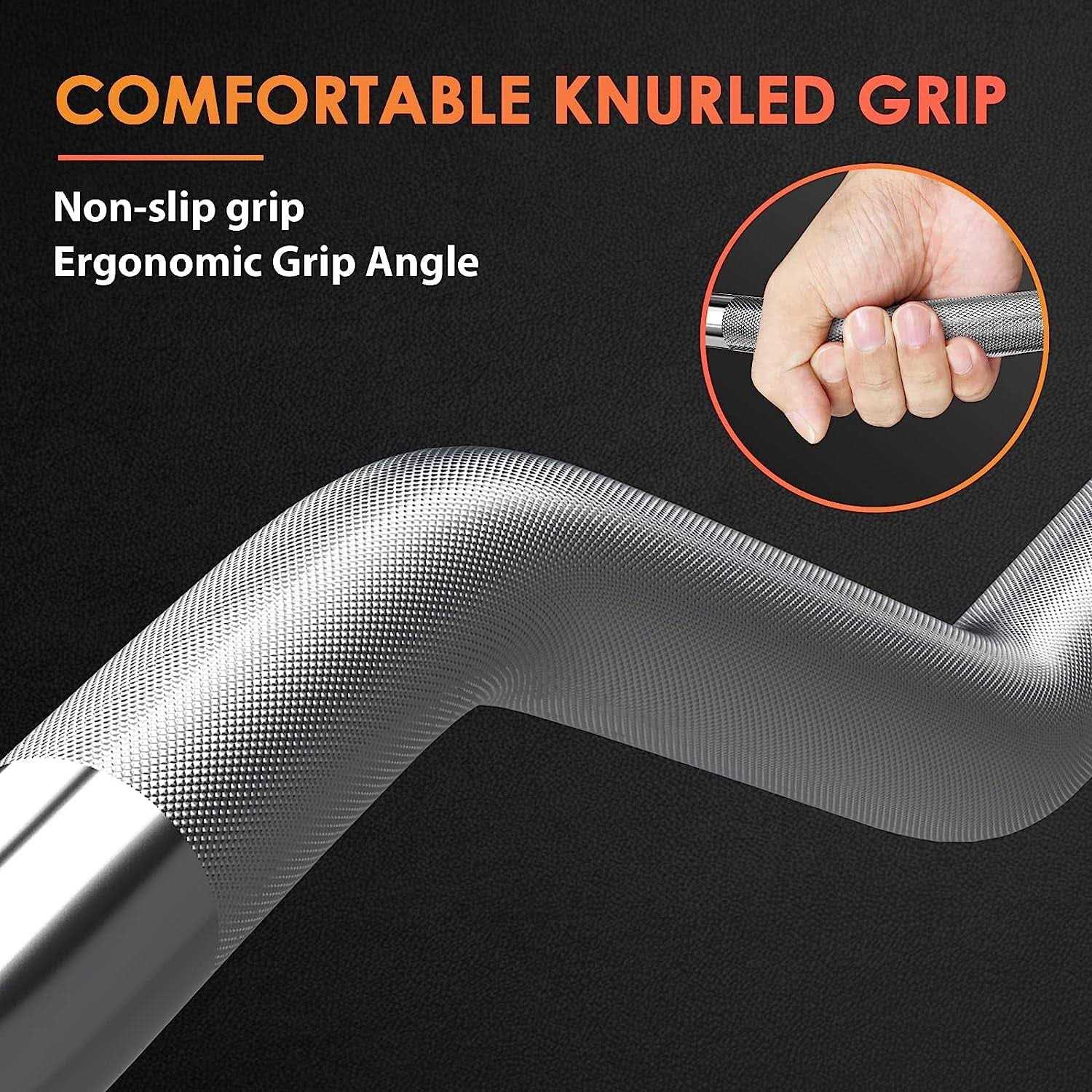 Fixtech 47'' Olympic Curl Bar with Collars for All Standard Plates - Image 4