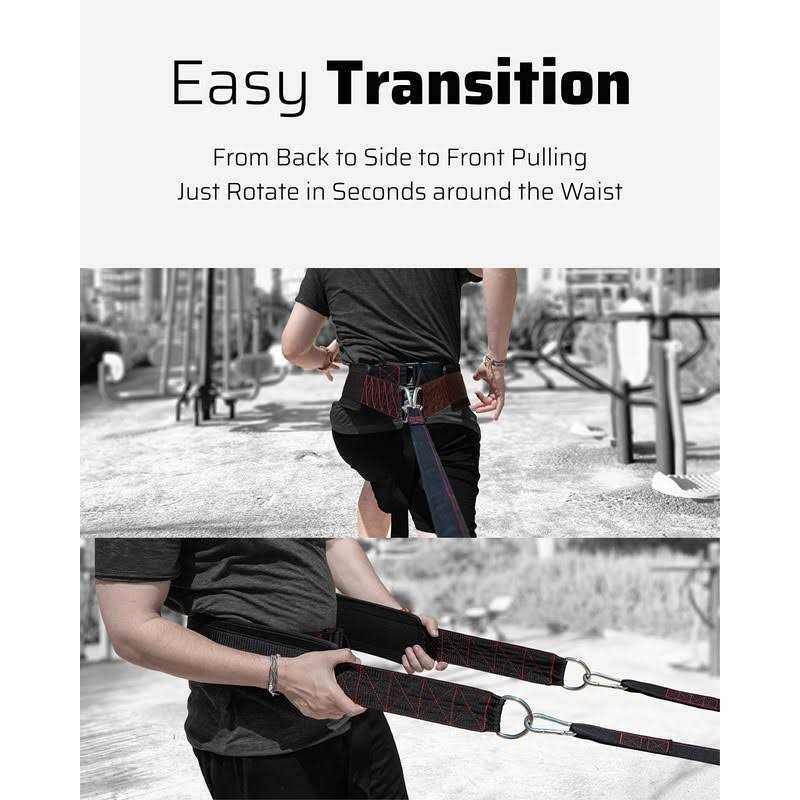 THEFITGUY Sled Pulling Belt Adjustable Closure 2 Sled Pulling Straps & 4 Hooks Included - Image 3