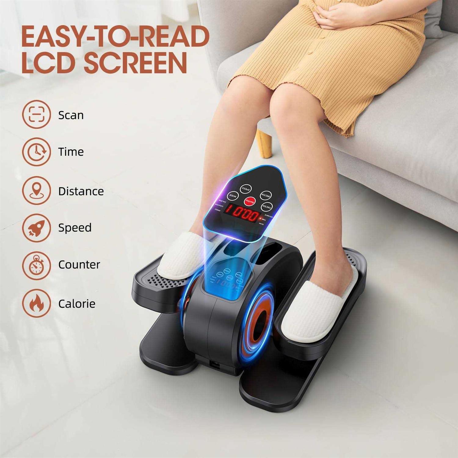 GUGTTR Under Desk Elliptical Electric Seated Pedal Exerciser Quiet & Compact Mini Ellipse Leg Exerciser with Display Monitor - Image 3