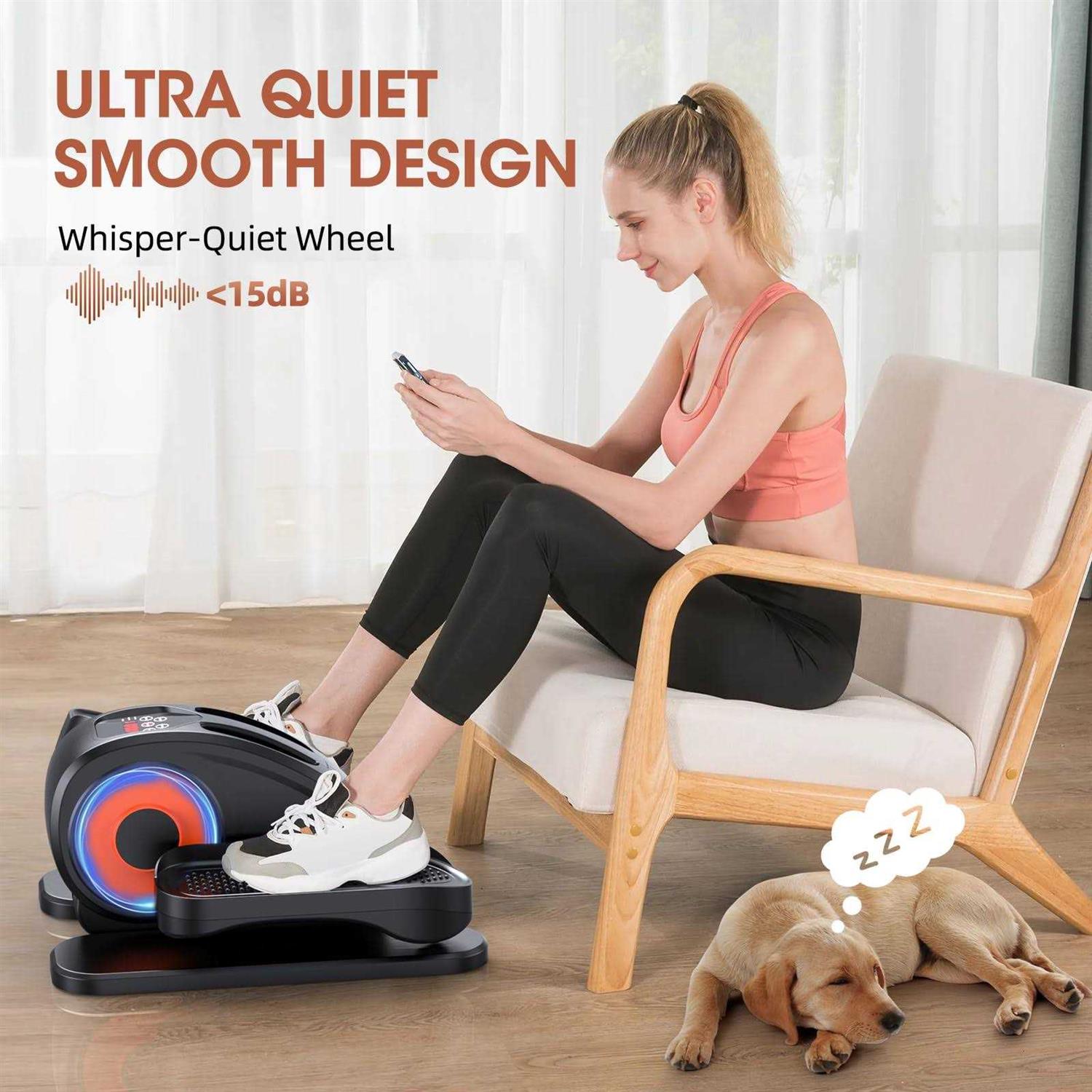 GUGTTR Under Desk Elliptical Electric Seated Pedal Exerciser Quiet & Compact Mini Ellipse Leg Exerciser with Display Monitor - Image 4