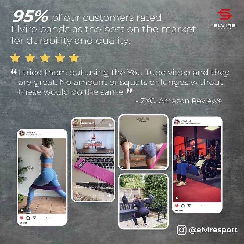 ELVIRE SPORT ELVIRE Fabric Resistance Bands for Working Out Exercise Bands Resistance Bands Set of 3 - Image 3