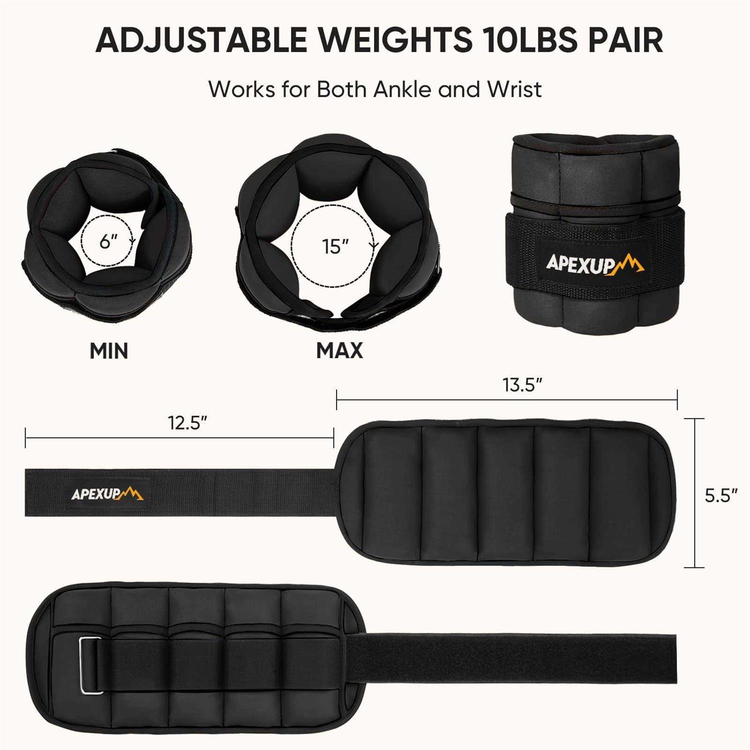 APEXUP 10lbs/Pair Adjustable Ankle Weights for Women and Men - Image 3