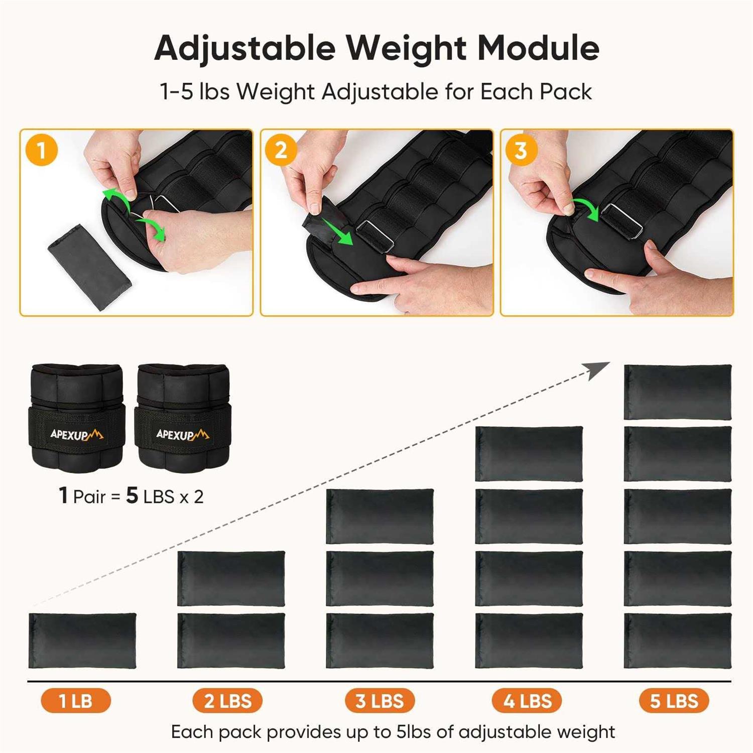 APEXUP 10lbs/Pair Adjustable Ankle Weights for Women and Men - Image 4